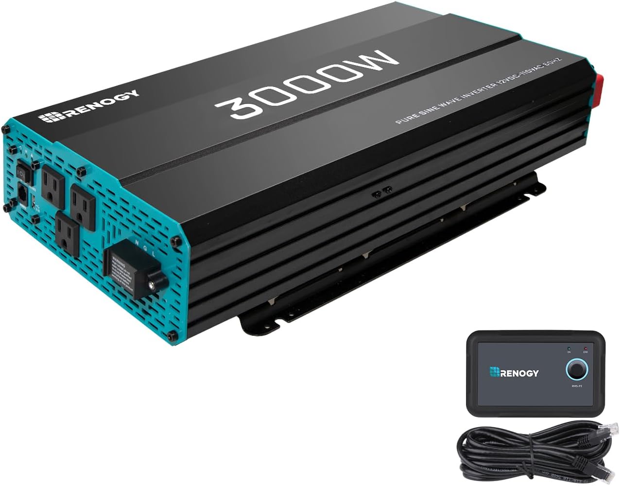 Renogy 3000W Pure Sine Wave Inverter 12V DC to 120V AC Converter for Home, RV, Truck & NOCO GENIUS5, 5A Smart Car Battery Charger, 6V and 12V Automotive Charger, Battery Maintainer