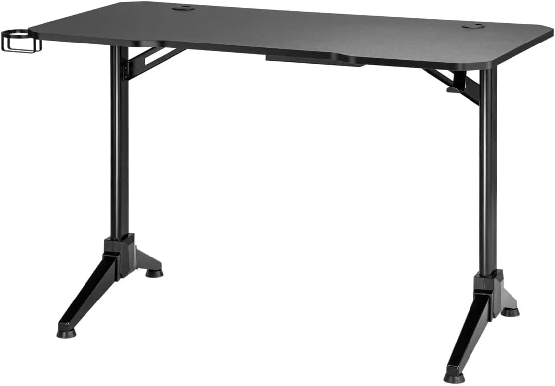 Monoprice Home Office Steel Frame Computer Desk - Black, with Solid-Core 4-Foot Desktop and Accessory Attachments, Workstation, Study Table - Workstream Collection