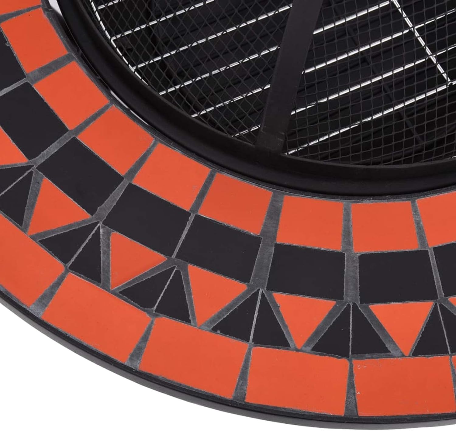 Ceramic Fire Pit Table, 26.8 Inch Steel and Terracotta, Round Mosaic Surface for Outdoor Garden Patio Warmth and Barbecue