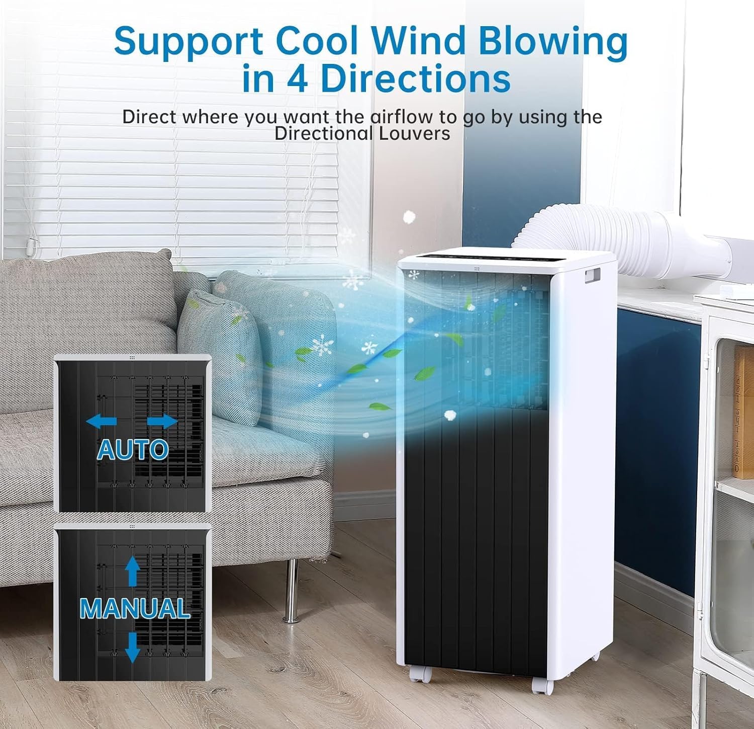 8,000 BTU Portable Air Conditioner, 3-in-1 AC Unit with Built-in Cool, Dehumidifier & Fan Modes for Room up to 350 sq.ft, 2 Fan Speeds, 24H Timer,Remote Control