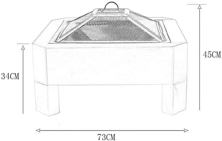BBQ Grill Outdoor Outdoor Fire Pits,Metal Square Firepit Patio Stove Wood Burning BBQ Grill Fire Pit Bowl forrd Garden Camping Picnic Bonfire