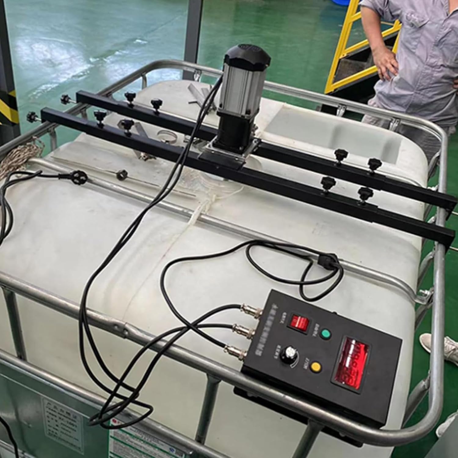 Commercial Barrel Drum Stirrer, IBC Paint Stirring Machine, 980W Electric Tank Mixer Machine with Support Hanger, Paint Mixing Equipment for Ink Dissolver Agitator