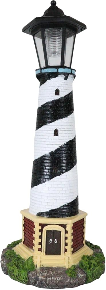 Ebros Gift Nautical Marine Ocean Navigation Scenic Cape Hatteras Lighthouse with Solar Powered Lantern LED Light Statue 20.5