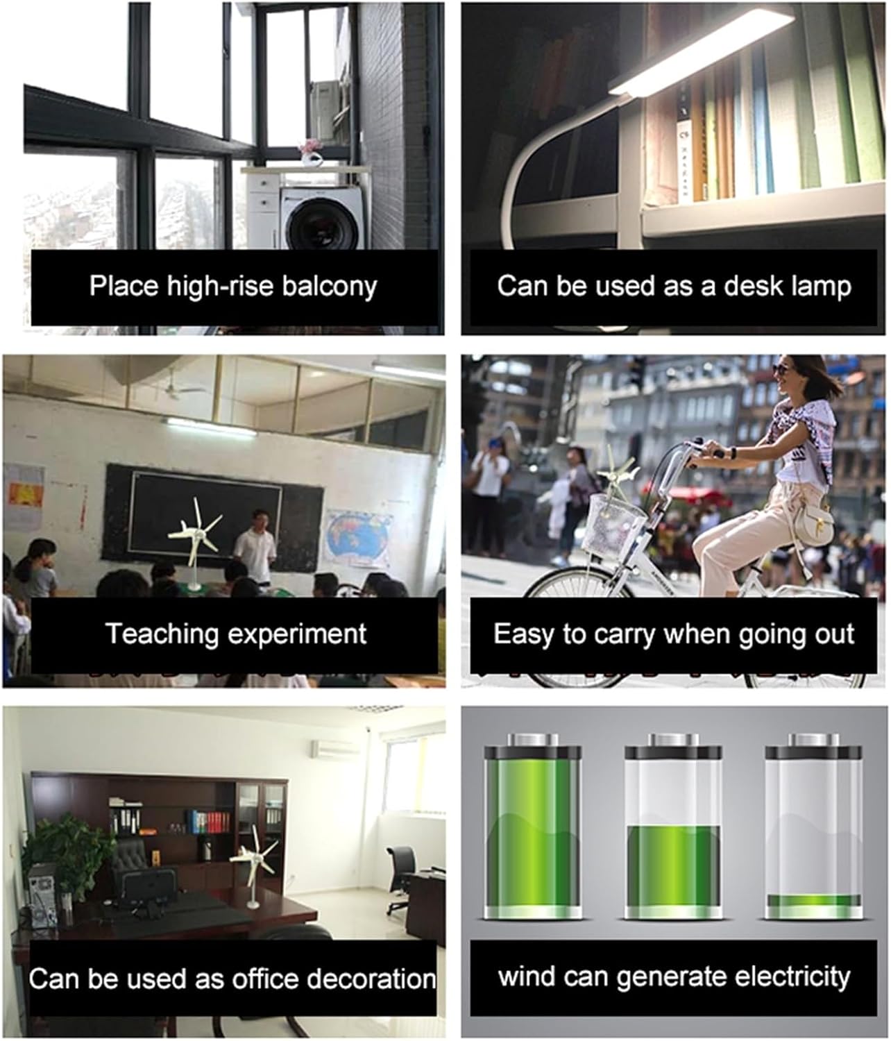 DIY 5-Blade Micro Wind Turbine Three-Phase Permanent Magnet Brushless Wind Turbine Model DIY Windmill White Outdoor