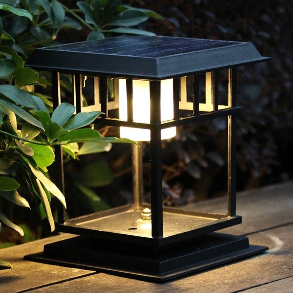 Outdoor Post Light, Waterproof Fence Post Lights Creative Classic Black Square Solar Door Post Column Light Post Lantern Modern Garden Landscape LED Solar Lighting Outdoor Rainproof Waterproof Pillar