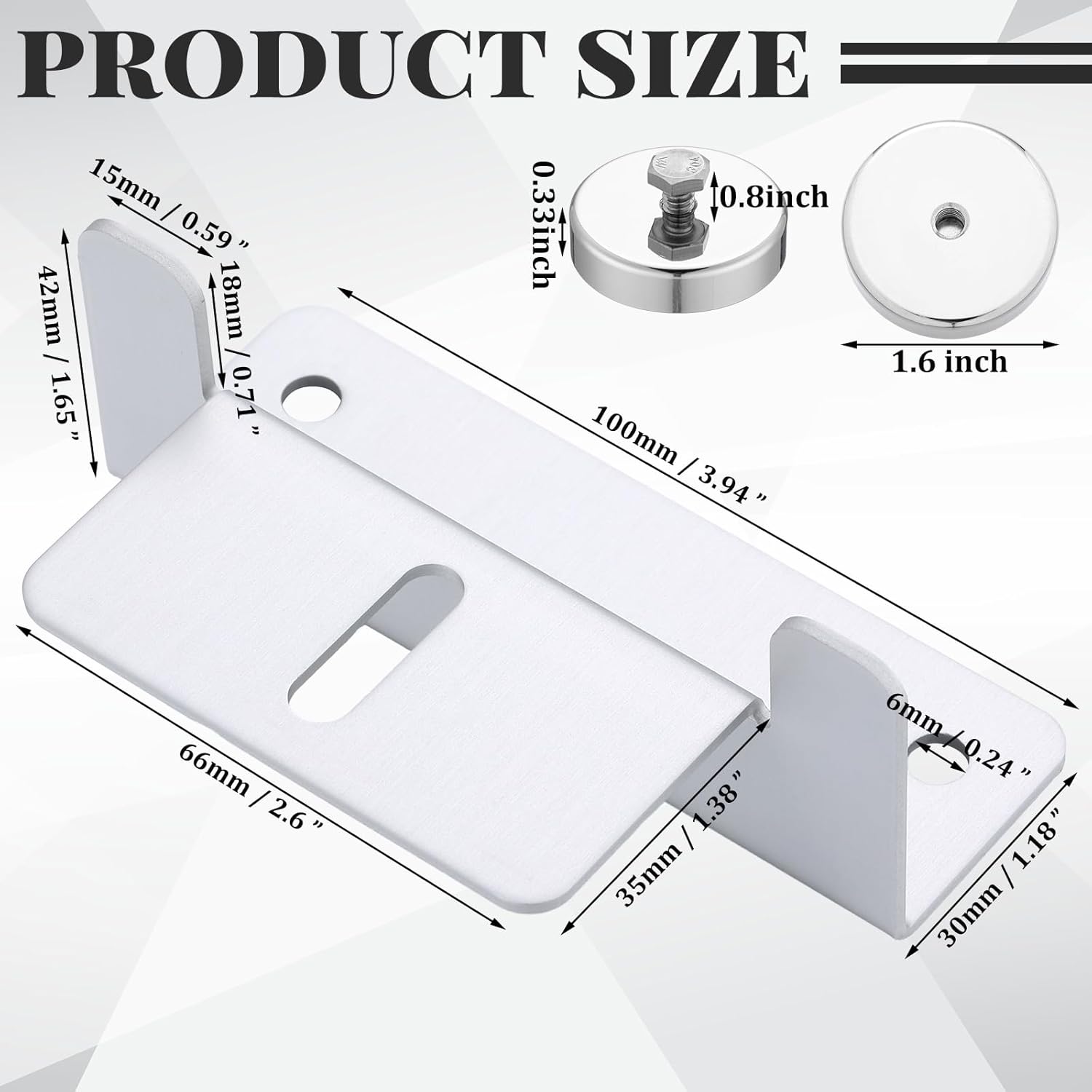 8 Pack 1200 Lbs No Drill Magnetic Solar Panel Mount Bracket Solar Panel Mounting Z Brackets for Sheds, Roofs, Walls, Boats, Trucks, Trailers Lightweight Aluminum Corrosion-Free (Silver)