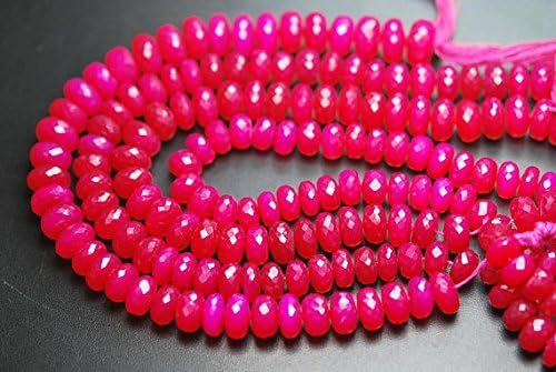 13 inch natural beads strand of 8-10mm faceted rondelle pink chalcedony gemstone beads for DIY jewelry - necklace, bracelet, earring, ring.