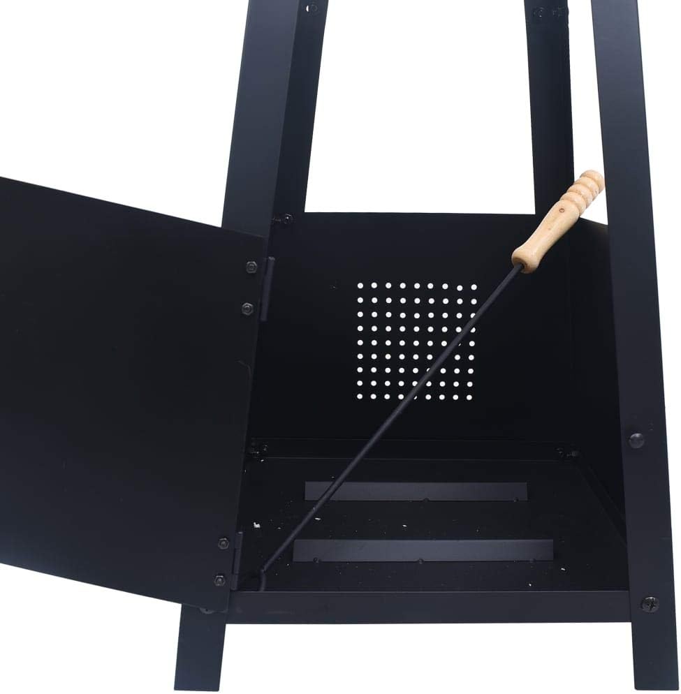 Black Fire Pit 35 x 35 x 99 cm in Steel, Outdoor Fire Pit, Garden Fire Pit, Fire Pit for Camping, Heating Camping Terrace