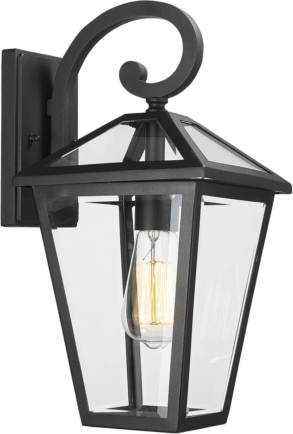 Outdoor Light Fixtures Wall Mount, Waterproof Exterior Wall Lanterns with Glass, Outside Wall Sconces, Front Porch Lights for House Garage Doorway Patio (Black, Clear Glass)