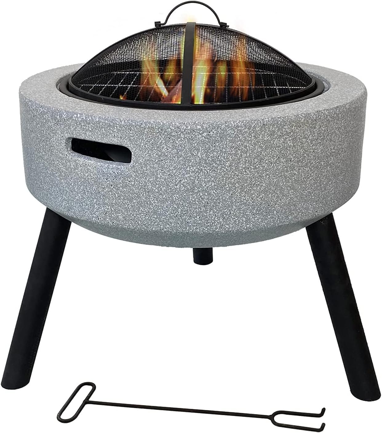 Outdoor Fire Pit Terrace fire Pit Table, Courtyard Barbecue Stove, Log fire Grate with Sparkle Screen Cover and Poker