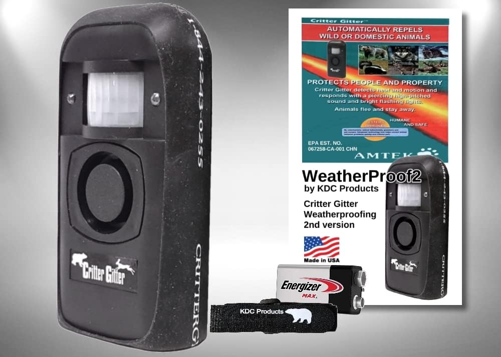 Amtek Critter Gitter Bundle with KDC Critter Gitter Weatherproof2 weatherproofing Band, Battery and immobilizing Strap