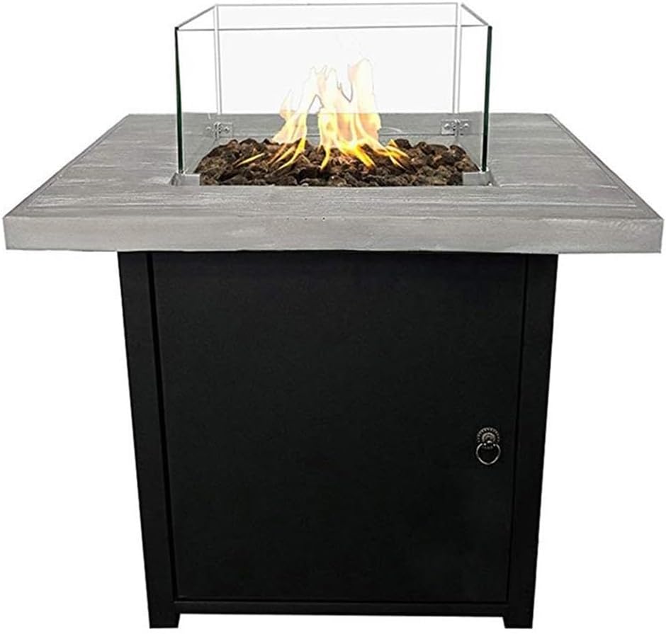 Living Source International Concrete Propane Fire Pit Table in Gray