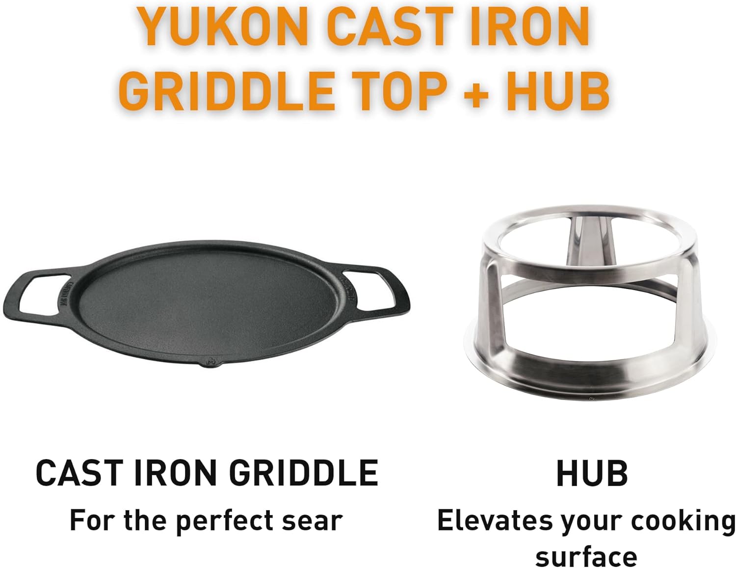 Solo Stove Yukon Griddle + Hub, Cast Iron Cookware with Stainless steel Hub for 8” Elevation, Addition to Yukon fire pit, Weight: 21 lbs, Cooking surface diameter: 17.75