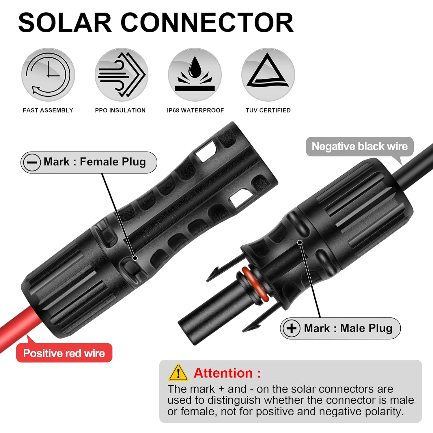 Solar Panel Extension Cable - 25FT 8AWG(10mm²) Solar Panel Wire Twin with Female and Male Connector, Tinned Copper PV Wire for Home Boat RV Solar Panel Outdoor (8AWG 25FT)