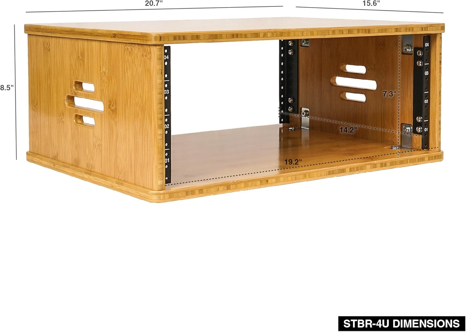 Sound Town DIY 4U Solid Bamboo Studio Rack w/ 14.2