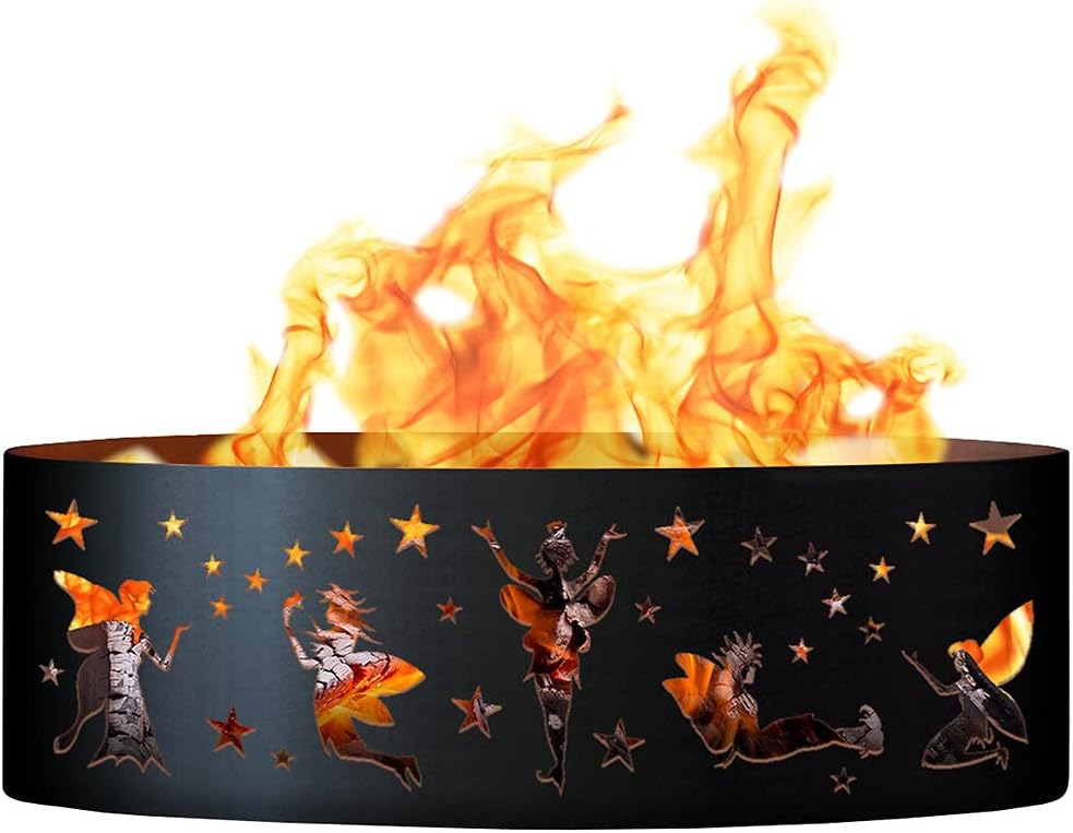 PD Metals FRY01248 Fairy Unpainted 12 in. Tall 48 in. Diameter Outdoor Fire Ring - 48 x 48 x 12 in. - Rustic Black Color