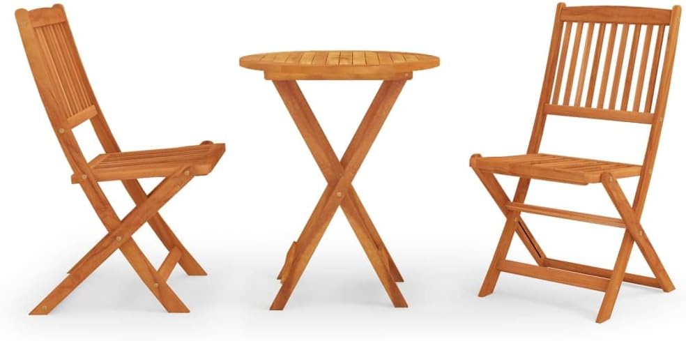 Furniture Sets 3 Piece Folding Patio Dining Set Solid Eucalyptus Wood,Rustic Wooden Folding Outdoor Dining Set for Patio and Garden Garden Conversation Sets