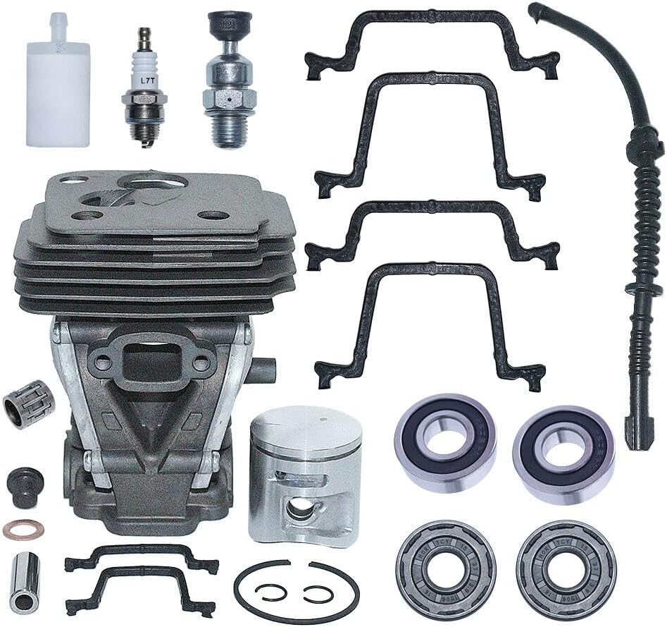 Fricgore Spare Parts for Cylinder Piston Kit for Chainsaw Husquarna 445 455e 450 450e 42mm Cylinder Gasket Needle Bearing Fueil Line Oil Seal Fueil Flilter