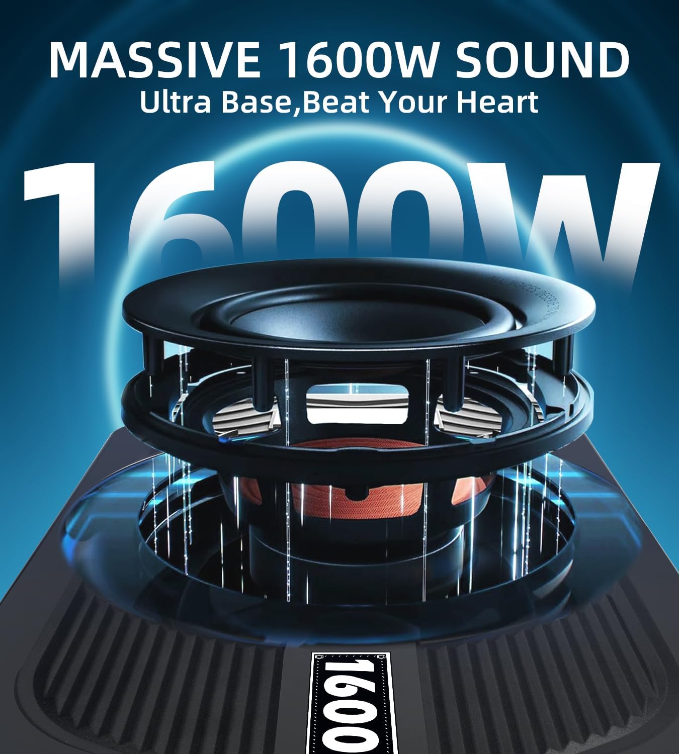 2026 Upgraded 1600W Slim Underseat Car Subwoofer and Amp Package with RGB Beat-Synced Light, Individual Control for Low Pass/Gain/Boost Bass, Clean Deep Bass Perfect for Truck, SUV, Jeep