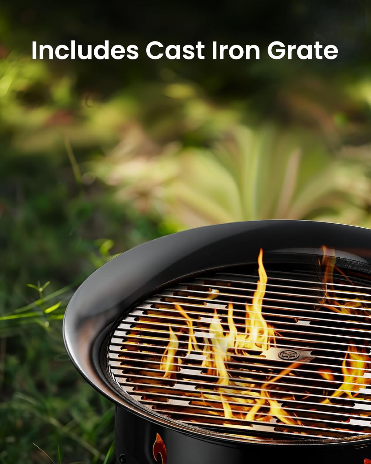 Ciays Large Propane Fire Pit 19 Inch, Gas Fire Pit with Grill Grate, Folding Legs, Hose Hooks, Propane Tank Holder, Cover & Carry Strap, CSA Certified Portable Outdoor Fire Pit for Camping, 58,000 BTU