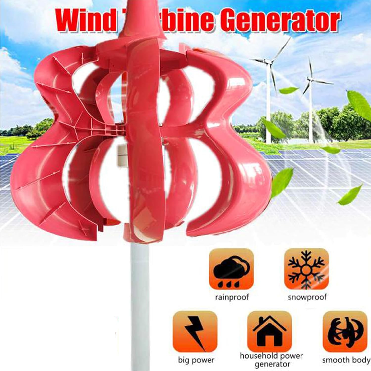 12000W 12V-220V Wind Turbines Generator Kit, with Wind Solar Complementary Controller Vertical Axis Wind Turbine Generator Low Wind Speed Start, 24V