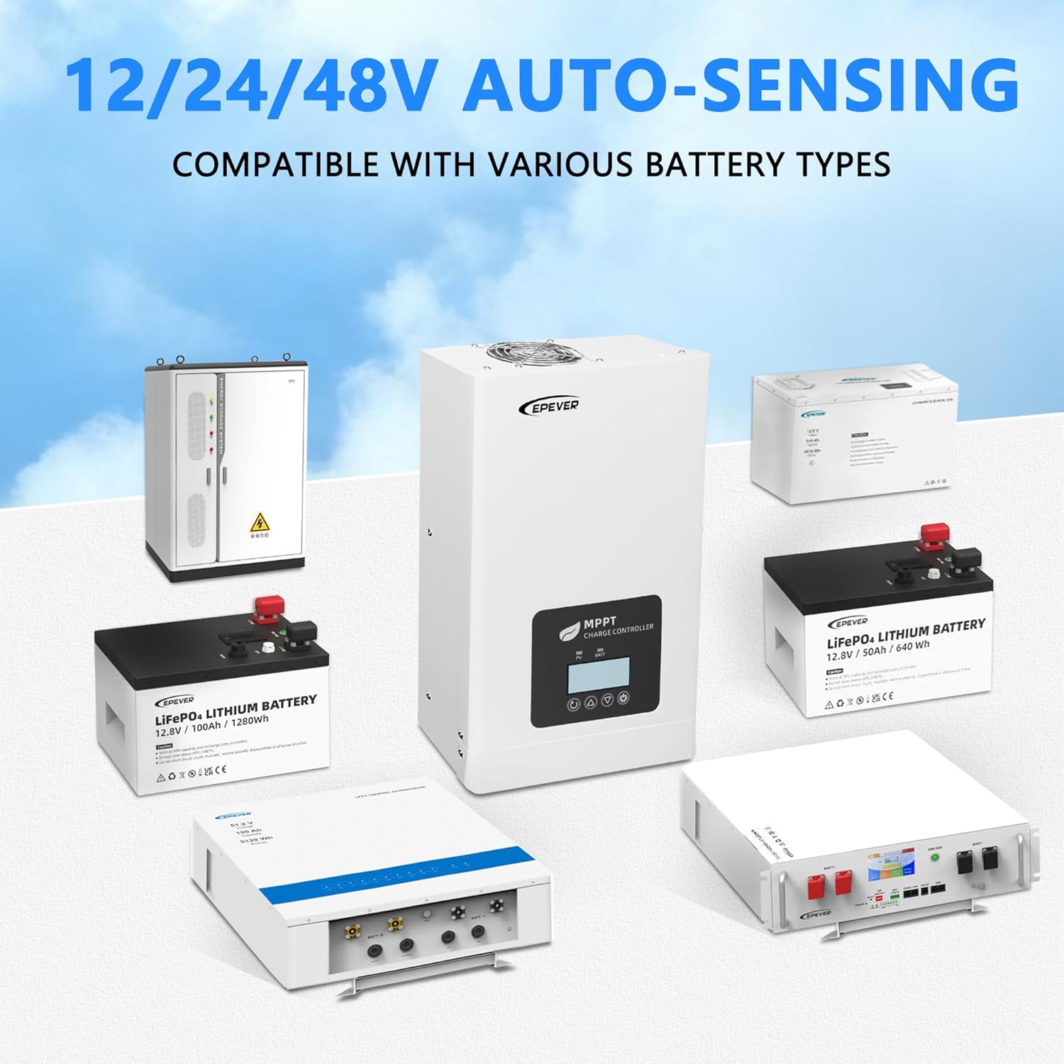Epever 60A Mppt Solar Charge Controller PV 150V TEP Series 12v/24v/48v Battery System Compatible.