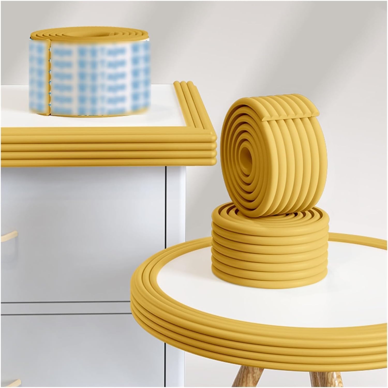 Furniture Edge Corner Guards, Furniture Corner Protectors Wall Edge Bumpers Guards Pre-Taped Protective Foam Cushion Strip for Stair Cabinet Table Sharp Edges(Woody,10pcs)