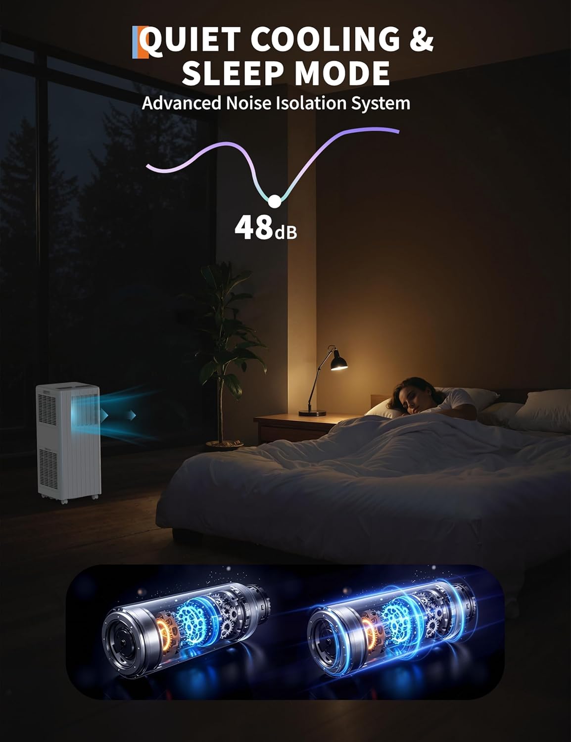 8000 BTU Portable Air Conditioner for Rooms up to 350 Sq. Ft, 3-in-1 Cooling, Dehumidifier & Fan with Quiet Operation, Efficient Cooling, Sleep Mode, 24-Hour Timer & Remote Control, White