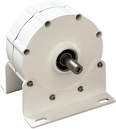 Electric Generator 2KW Low Speeds 48V 24V 12V 3 Phase Gearless Permanent Magnet AC Alternators for Wind Water Turbine Home Use Industrial Energy(with Base,Double Shaft_24V)