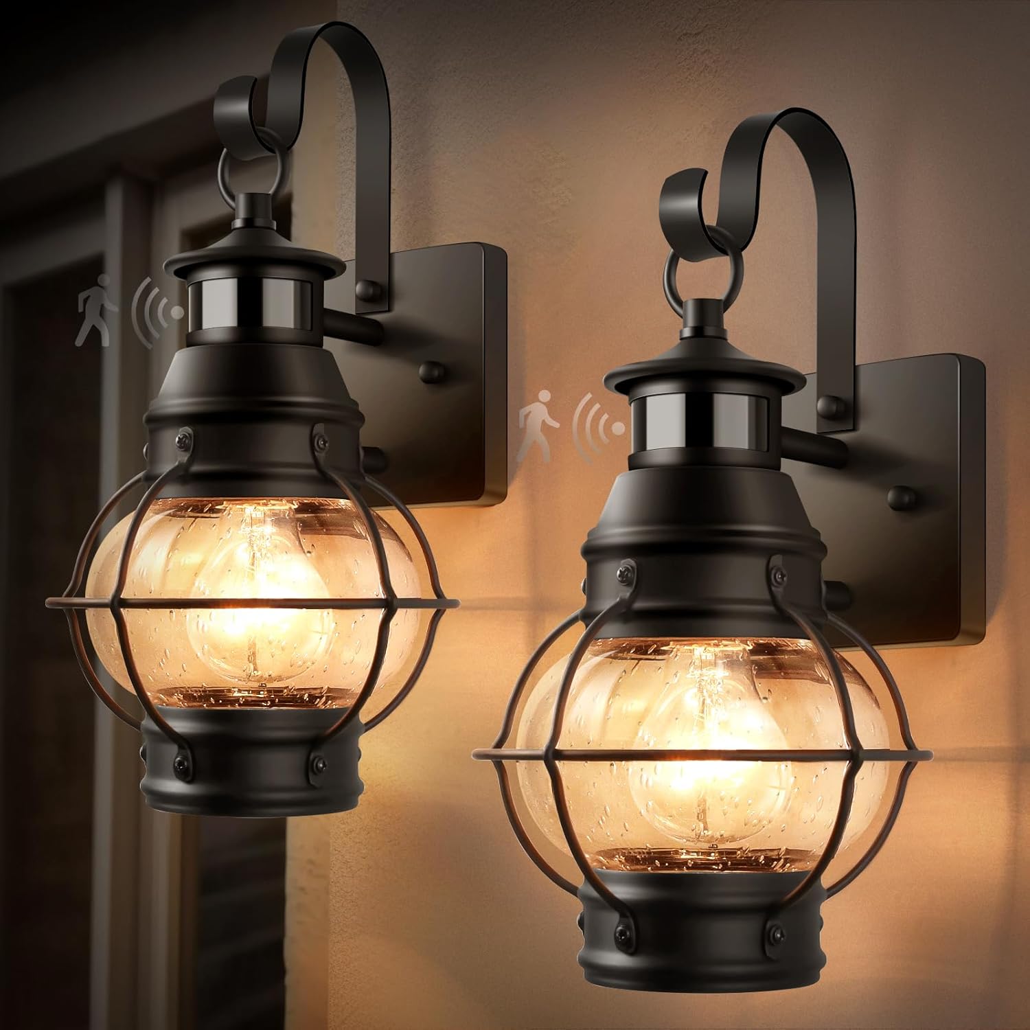 Lamomo 2 Packs Motion Sensor Outdoor Porch Light for House,Outdoor Wall Light Fixtures Wall Mount, Waterproof Aluminum Exterior Light for Garage Doorway Balcony(Bulb NOT Included)