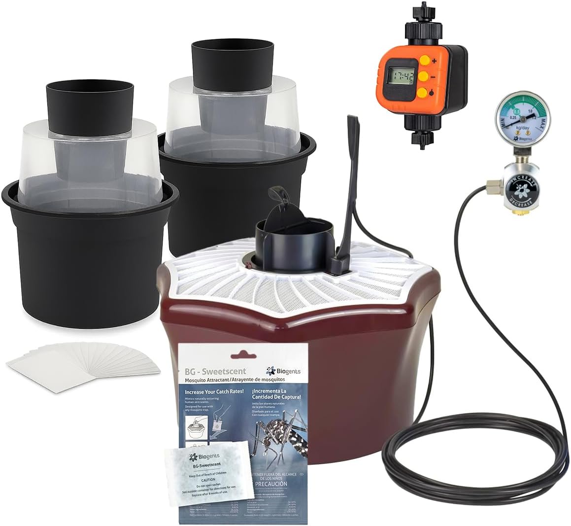 Biogents Mosquito Control Bundle | GAT2 Yard Control Traps (2-Pack) + Mosquitaire CO₂ Trap with Sweetscent Lure + CO₂ Timer | Outdoor Mosquito Catcher Set for Effective, Pesticide-Free Protectio