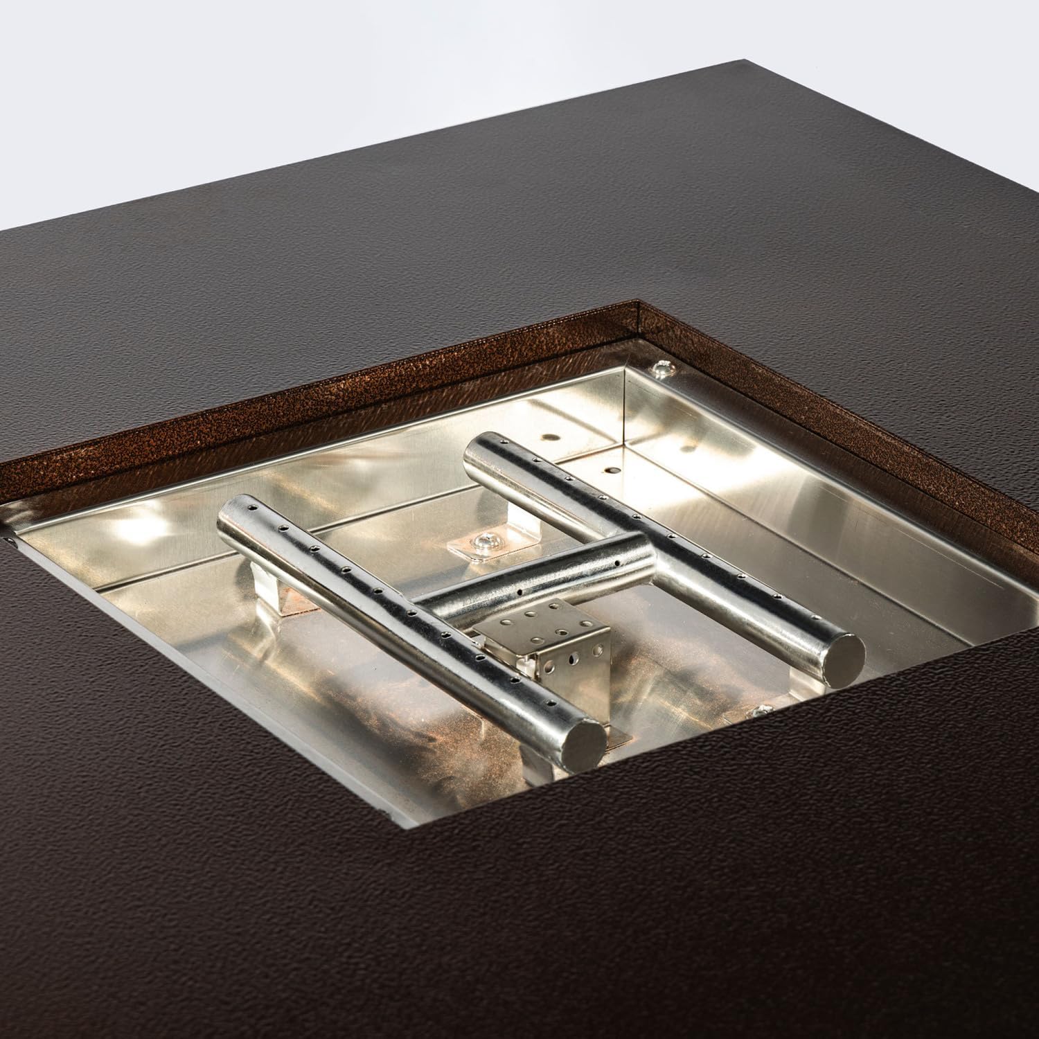 28-Inch Square Propane Fire Pit Table with Stainless Steel Lid