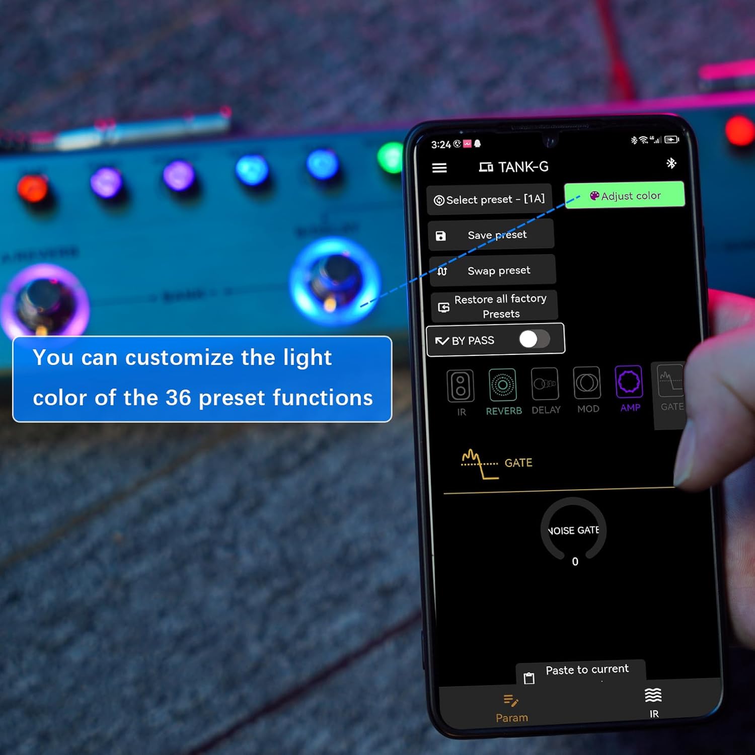 M-VAVE TANK-G Multi-effects Guitar Pedal, 36 Presets, Rechargeable Battery, Delay, Reverb, Modulation, Preamp, Darkgreen