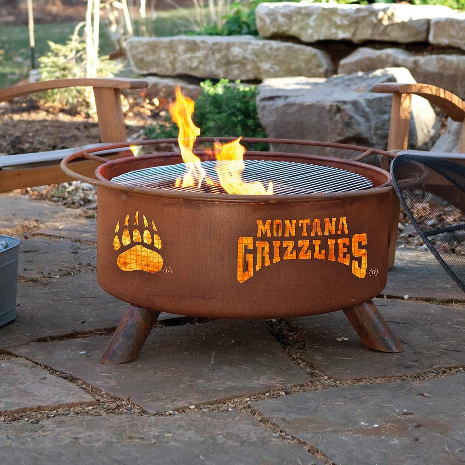 Patina Products F411 Montana Steel Outdoor Fire Pit - 24 x 24 x 11 inch - Natural Rust Patina Finish