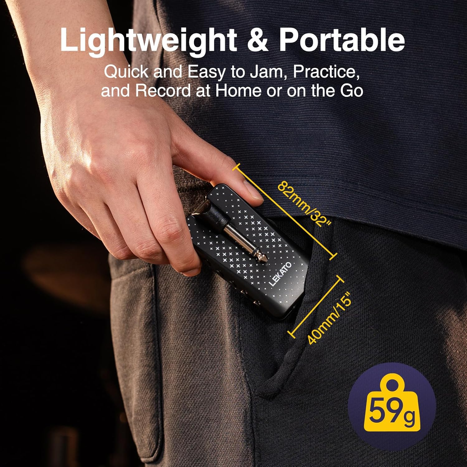 Guitar Headphone Amp, LEKATO Headphones Amplifier for Electric Guitar and Bass, Features 28 Drum Grooves, 14 Effects, 14 Amp Models, Built-in Bluetooth Streaming, OTG Recording, USB Rechargeable