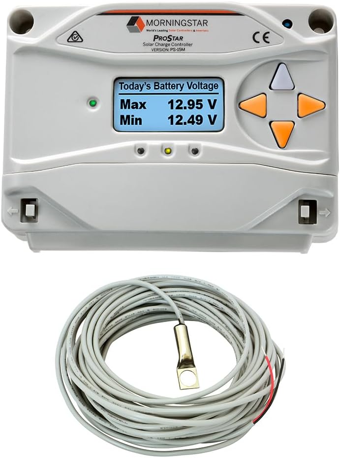 Morningstar ProStar 30A PWM Solar Charge Controller 12/24V Batteries w/ Meter and with Remote Temperature Sensor