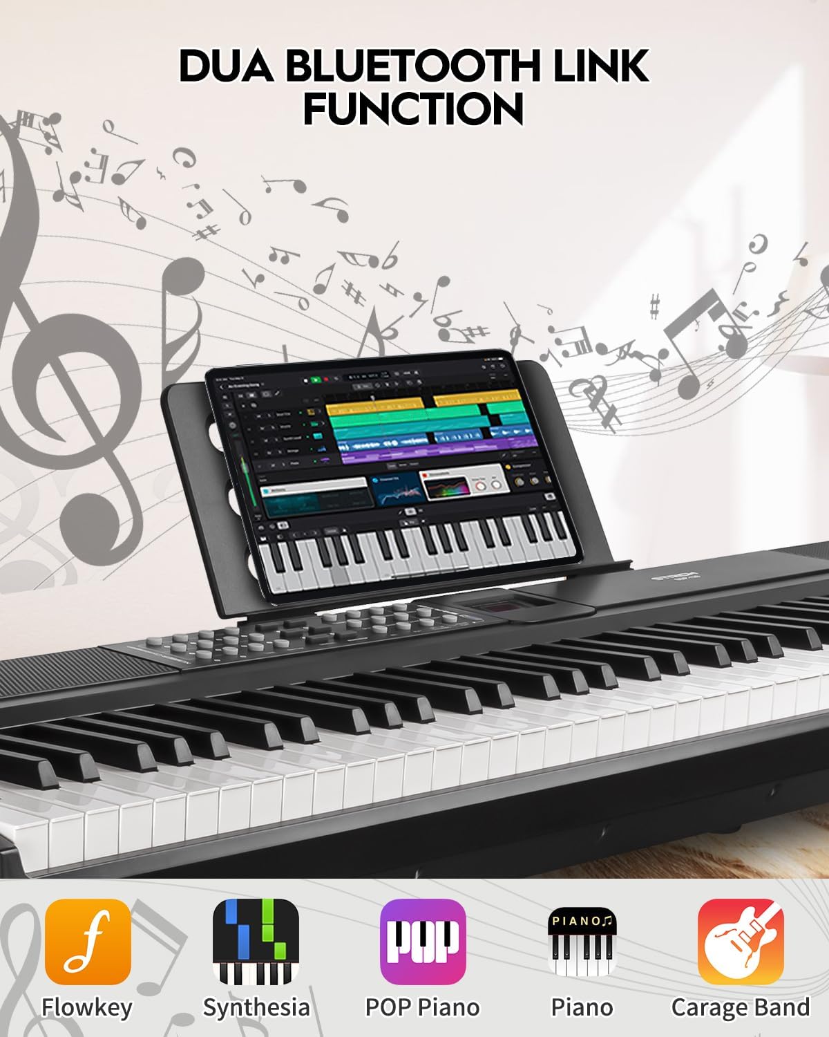 STRICH 88 Keys Weighted Keyboard with Sustain Pedal, Hammer-Action Digital Piano, SPT-10X Page Turner Pedal for Musical Instruments