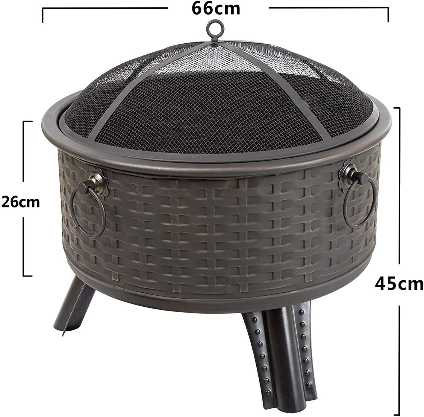 Fire Pit with BBQ Grill Shelf,Outdoor Metal Brazier Firepit Garden Patio Heater/BBQ/Ice Pit with Waterproof Cover