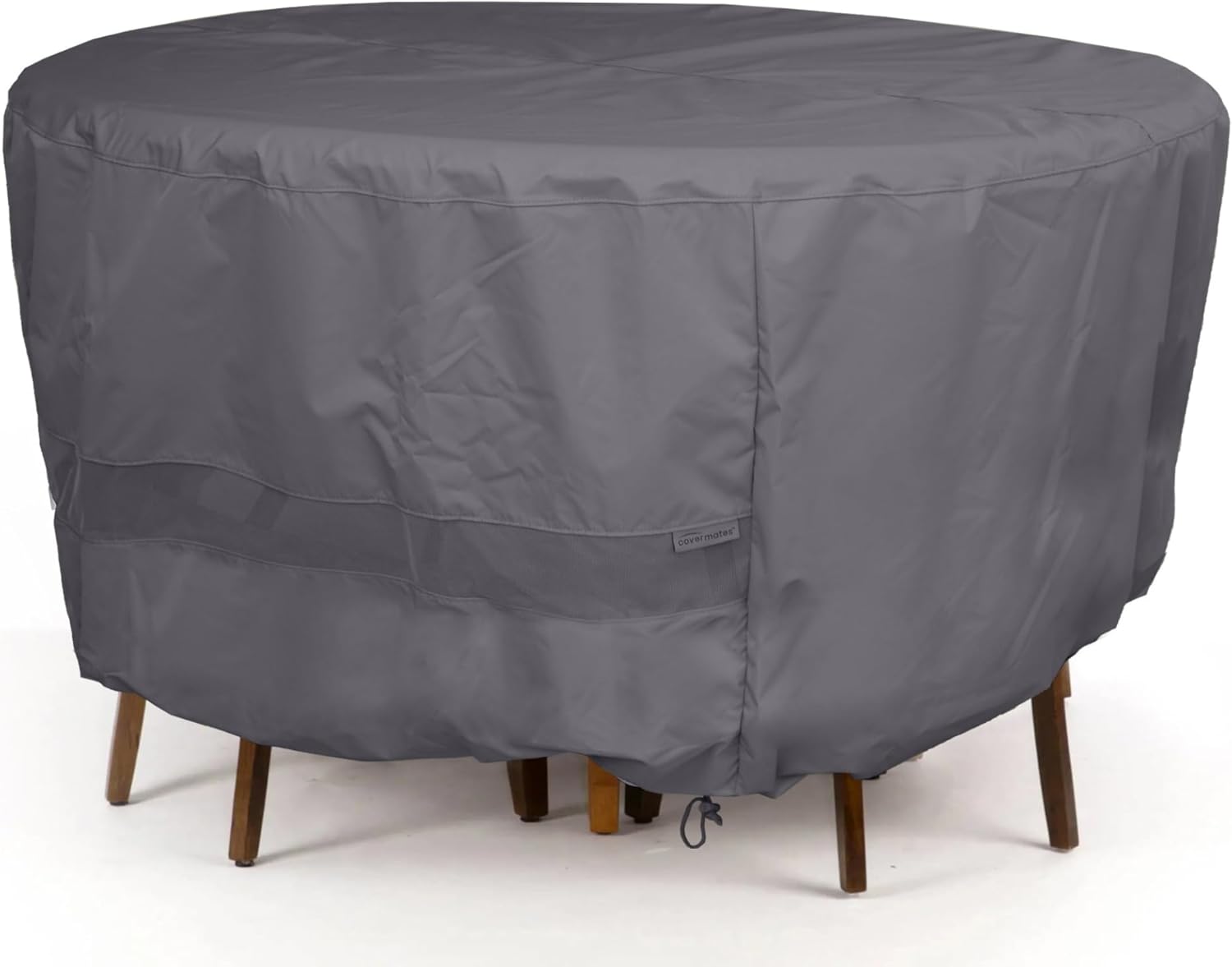 Covermates Elite Round Fire Pit Chair Set Cover – Water-Resistant Outdoor Protection with Durable 300D Polyester, Mesh Air Vents & Adjustable Buckle Straps, Round 72DIAMETER x 30H, Charcoal