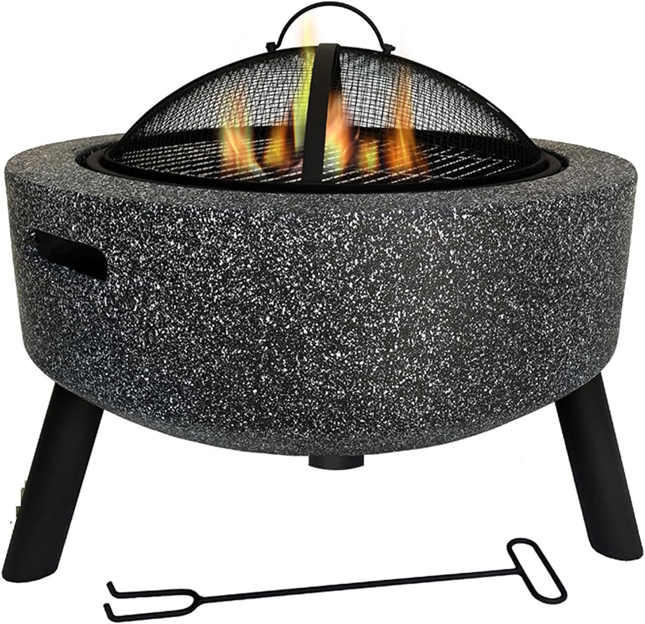 Wood Burning Fire Pits for Garden Barbecue Fire Pit Table Top Fire Pit Outdoor Backyard Patio Garden Fireplace with Grill Grate for Logs Concrete Style 3 in 1 Fireplace for Bonfire Heating BBQ