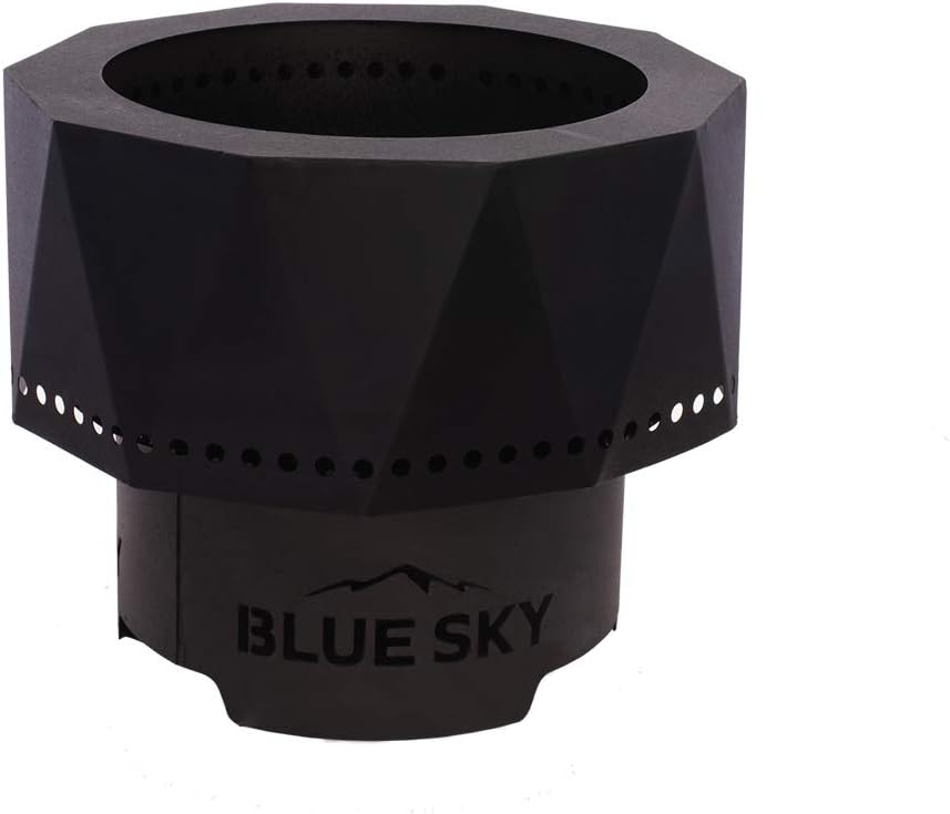 Blue Sky Outdoor Living Ridge Portable Fire Pit, Smokeless Fire Pit with Spark Screen, Lift, and Carrying Bag, Black