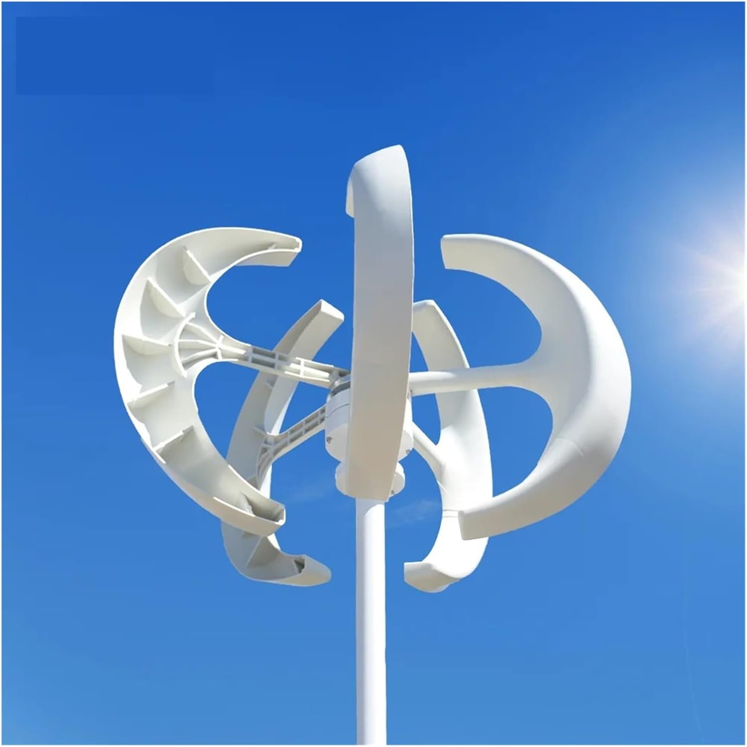 5000W Wind Turbine Generator Vertical Axis Wind Turbine Generator Low Noise Low Start Wind Speed 12V 24V 48V Windmill with MPPT Charger Industrial Energy(White,with MPPT Charger_24V)