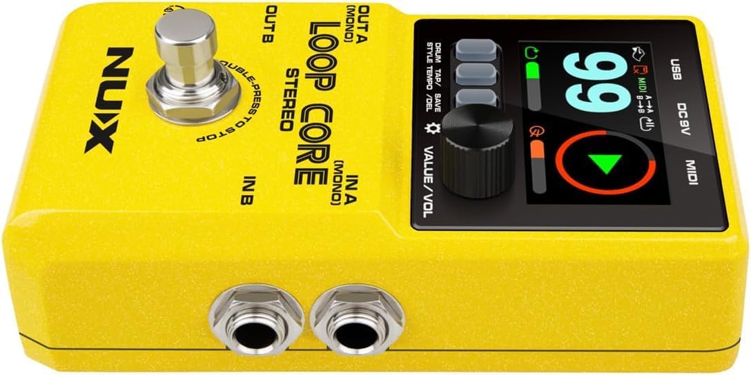 NUX Loop Core Stereo Guitar Looper Pedal - Bundle with 4 Patch Cables and Snark Tuner