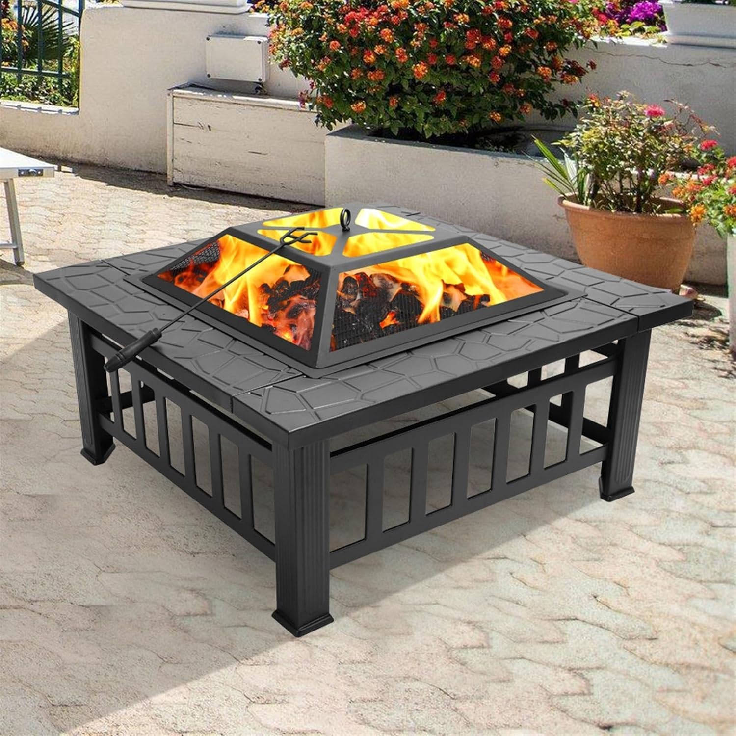 32 inch Wood Burning Brazier fire pits for Outdoor Wood Burning, Backyard Barbecue, Poker, Camping, Picnic, Bonfire