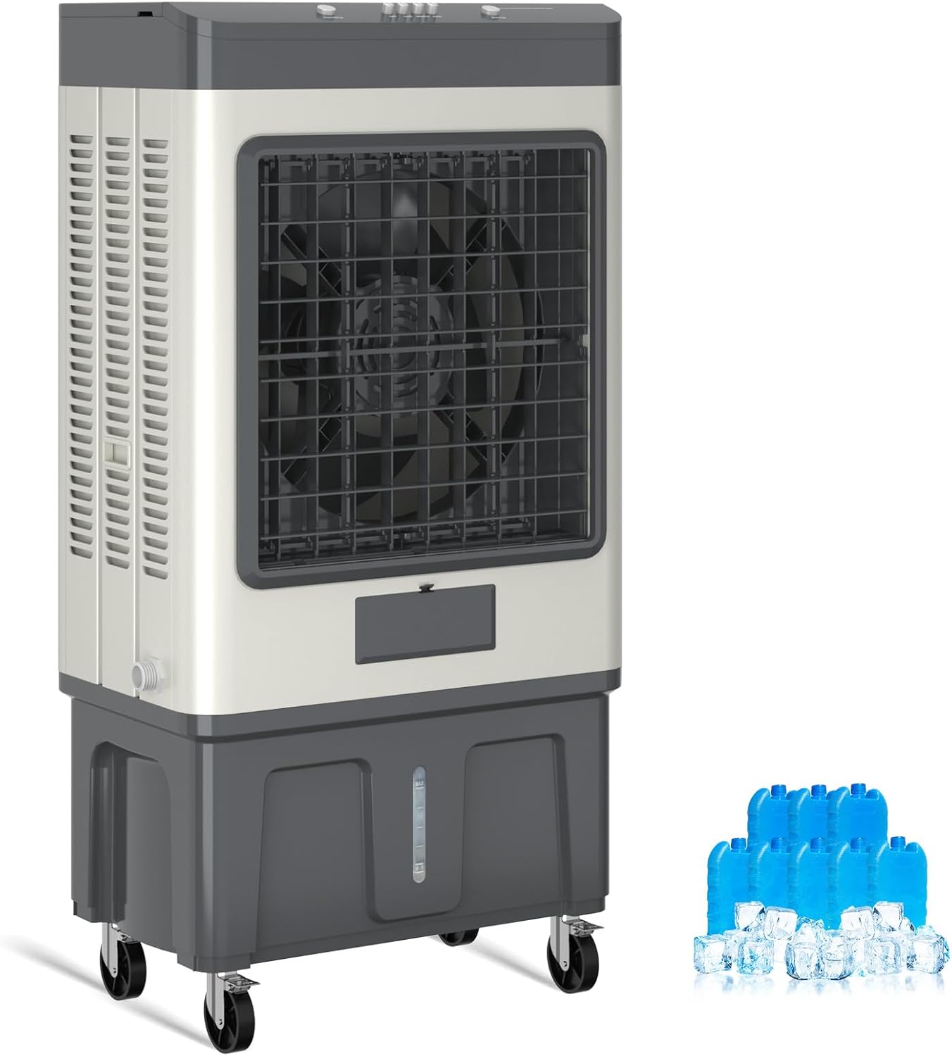 Zynkez 19Gal Large Swamp Cooler, 6500 CFM Evaporative Air Cooler for Outdoor with 3-Speed, 8 Ice Packs, 120° Oscillating Portable Swamp Cooler Air Conditioner for Garage, Patio, Yard, Factory