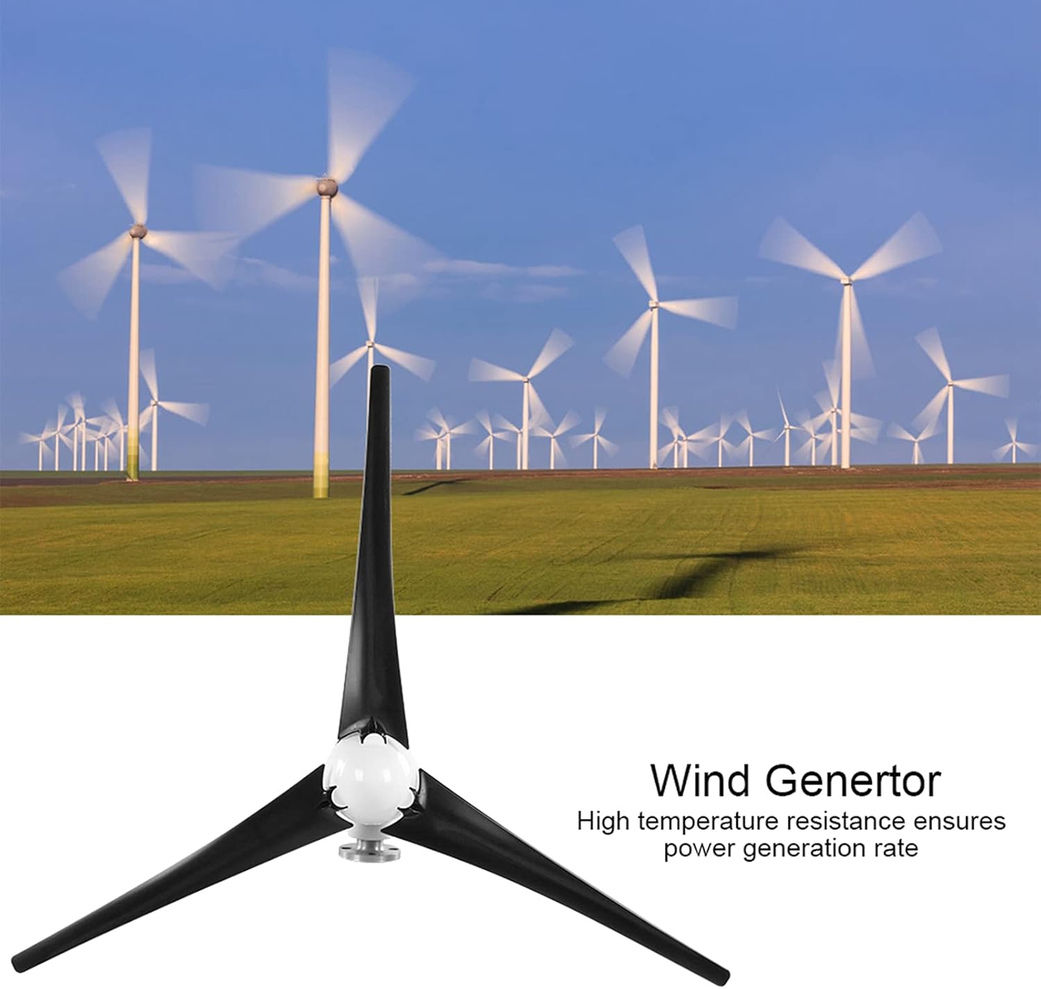 Wind Turbines Generator Kit, 100W 3 Blades Economy Homes Wind Turbines Generator Kit Gasket with Controller Accessory for Boats Terraces Cabins (48V)