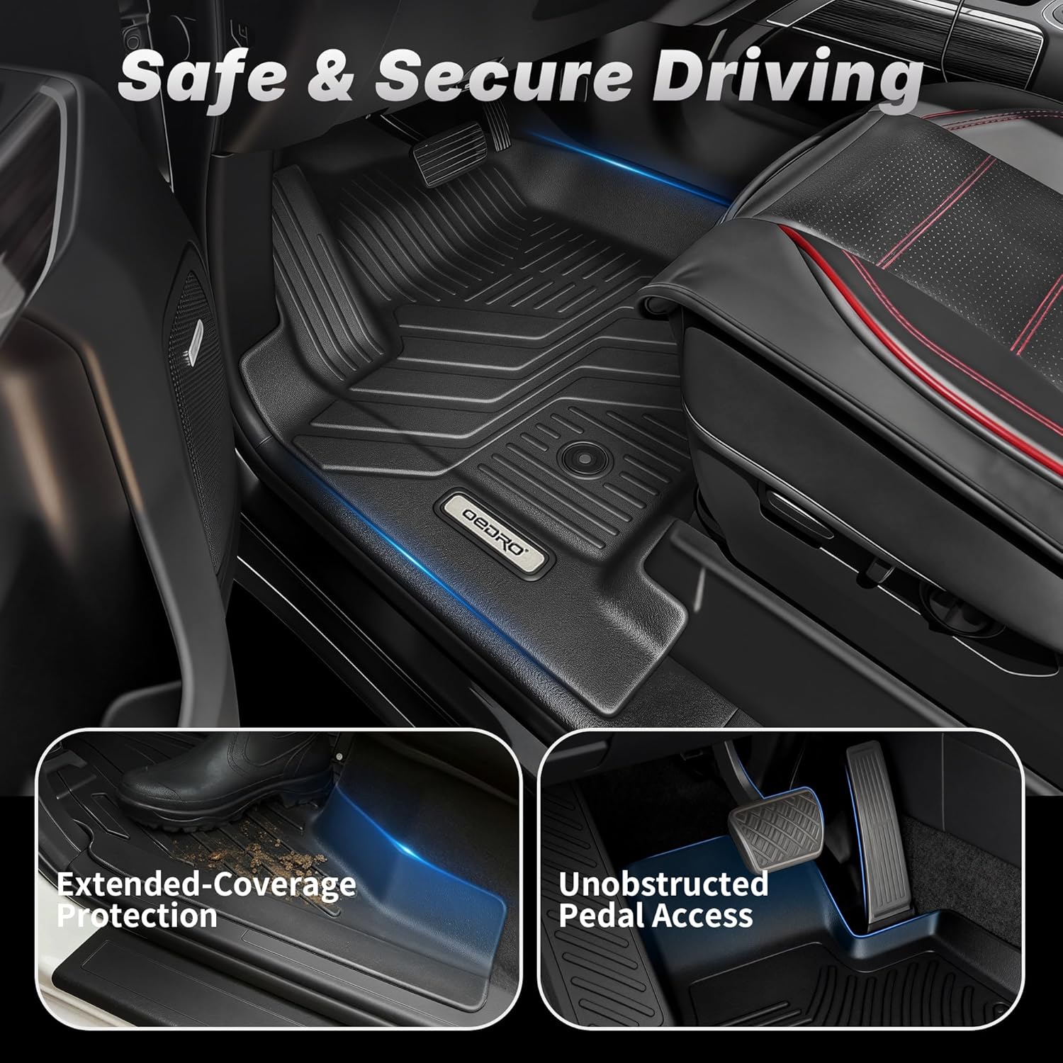 OEDRO Upgraded Floor Mats Fit for Honda Odyssey 2026 2025-2018, All Weather TPE Floor Liners, Car Mats Tailored Fit Odyssey Accessories, 1st and 2nd 3rd Row with Cargo Liner