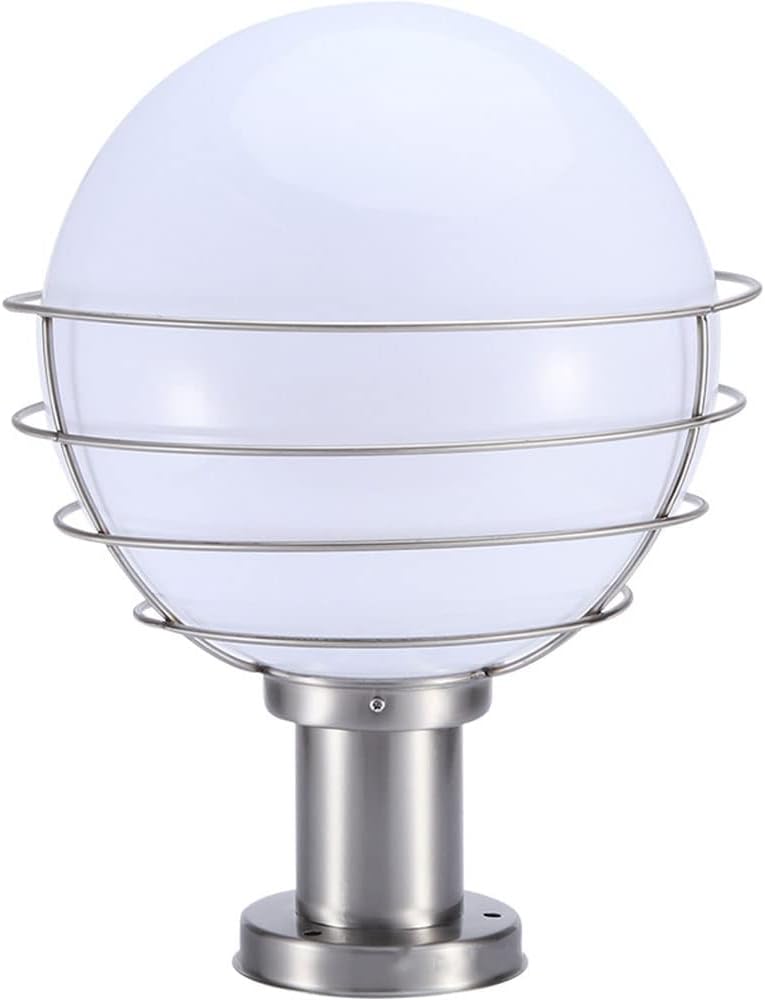 Ball Post Lamp, Wall Head Enclosure Landscape Column Light, Villa Gate Stainless Steel Outdoor Waterproof Stigma Lantern, for E27 Base Garden, Courtyard Lighting Fixture