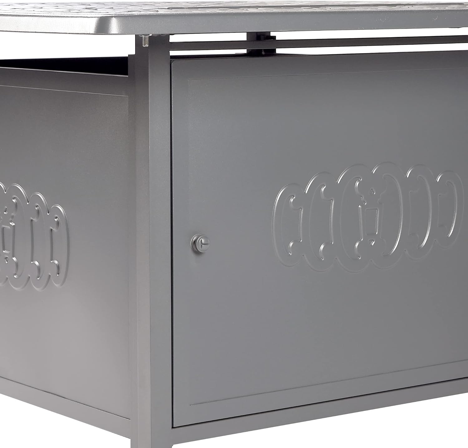 Square 42 in. x 42 in. Aluminum Propane Fire Pit Table with Glass Beads, Two Covers, Lid, 57,000 BTUs in White Finish