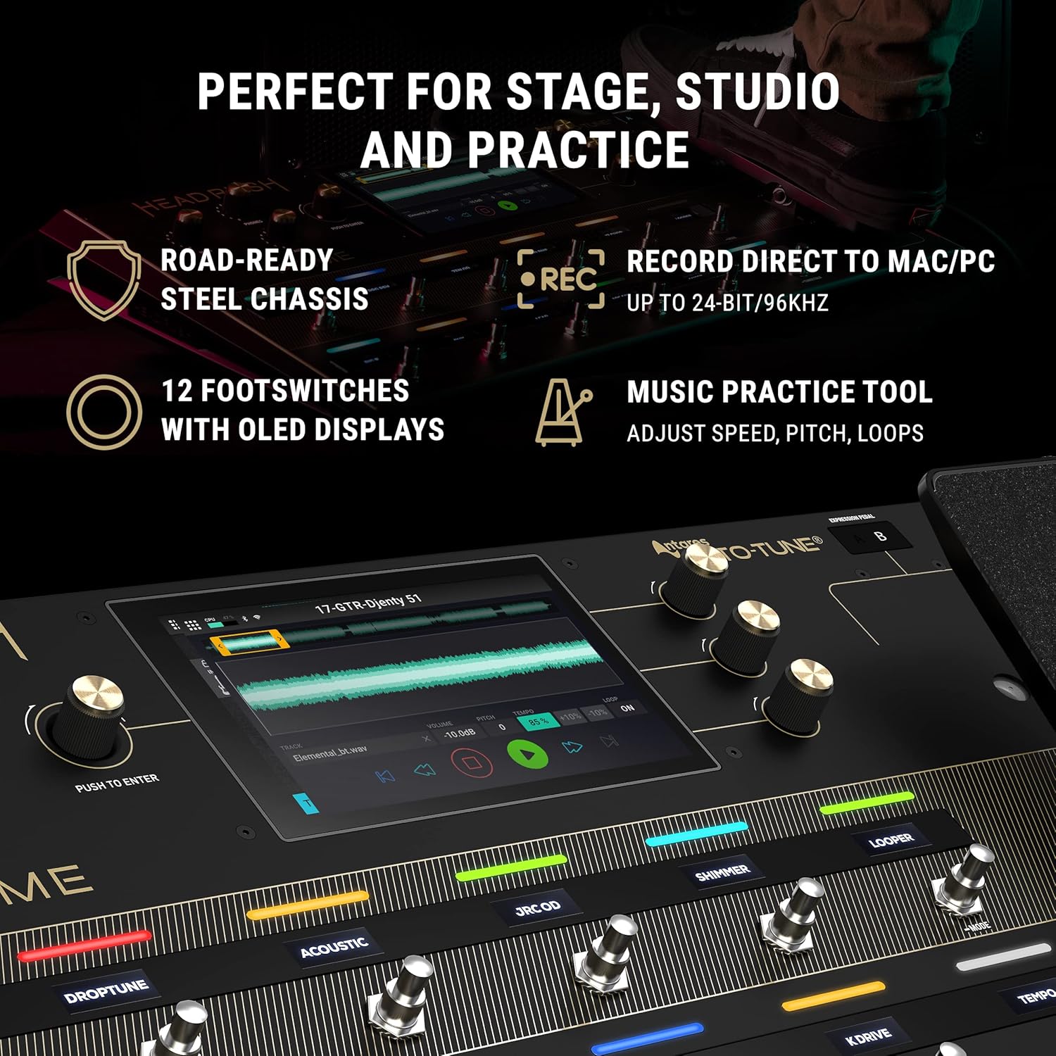 HeadRush Prime - Guitar and Vocal Multi Effects Pedal and Amp Modeling Processor with Amp Cloner, Antares Auto-Tune, WiFi, Touchscreen, Looper and Bluetooth